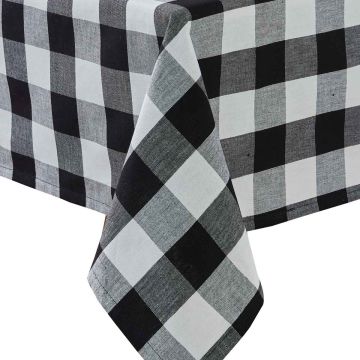Black & Cream Checkered Square Table Cloth