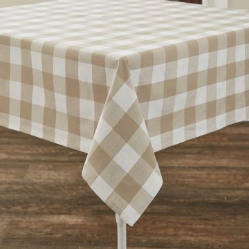 Natural Checkered Square Table Cloth