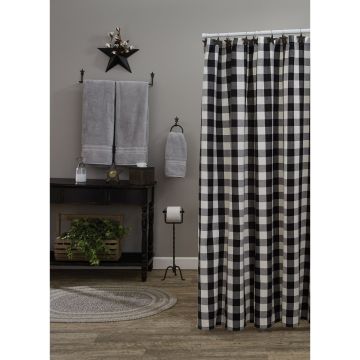 Black & Cream Checkered Shower Curtain