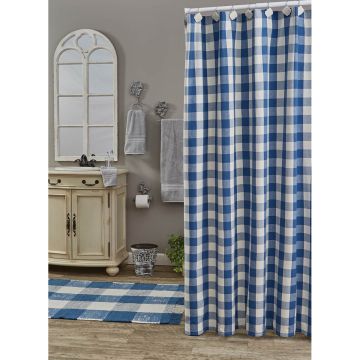 China Blue Checkered Shower Curtain