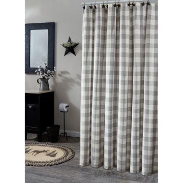 Dove Gray Checkered Shower Curtain