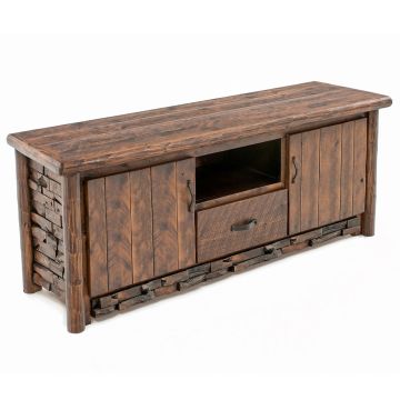Westcliffe Pointe Rustic Entertainment Center in Barnwood Lager Finish