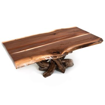 Rustic Black Walnut Coffee Table--Clear finish top, Rustic Barnwood finish base