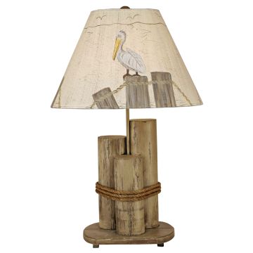 Rustic Distressed Gray Pelican Dock Pilings Table Lamp