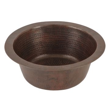 12" Round Hammered Copper Bar & Prep Sink - 2" Drain - Oil Rubbed Bronze