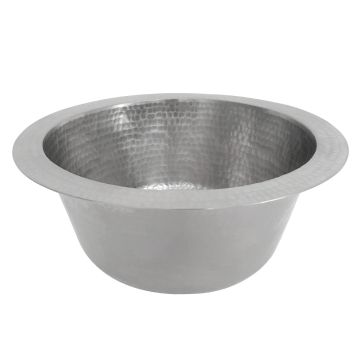 12" Round Hammered Copper Bar & Prep Sink - 2" Drain - Nickel