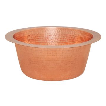 12" Round Hammered Copper Bar & Prep Sink - 2" Drain - Polished Copper