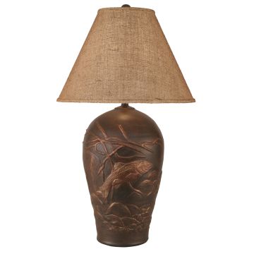 Rustic River Trout Bronze Table Lamp