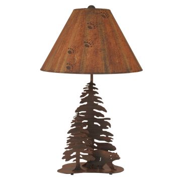 Rustic Wrought Iron Forest Bear Table Lamp