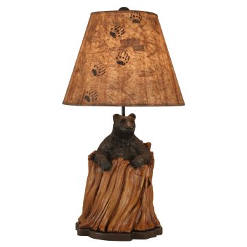 Rustic Bear in Stump Table Lamp