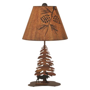 Wrought Iron Pine & Moose Accent Lamp
