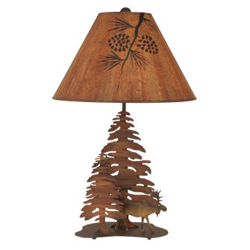 Wrought Iron Forest Moose Lamp with Shade