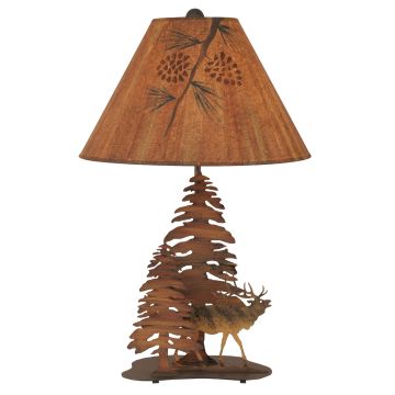 Wrought Iron Forest Elk Rustic Table Lamp