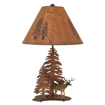 Wrought Iron Rustic Whitetail Deer Table Lamp