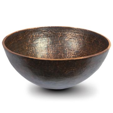 13" Round Old World Oil Rubbed Bronze Hand Forged Copper Vessel Sink