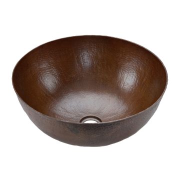 13" Small Round Oil Rubbed Bronze Hammered Copper Vessel Sink