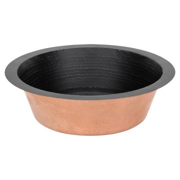 14" Round Glazed Black Hammered Copper Bar Sink - 2" Drain