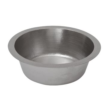 14" Round Nickel Hammered Copper Bar & Prep Sink - 2" Drain