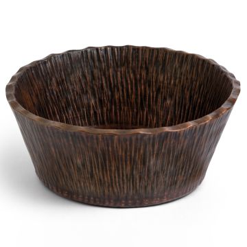 14.5" Round Forest Oil Rubbed Bronze Hammered Copper Vessel Sink