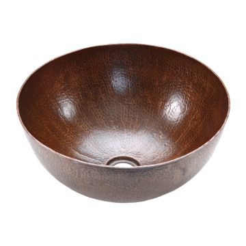 15" Medium Round Oil Rubbed Bronze Hammered Copper Vessel Sink