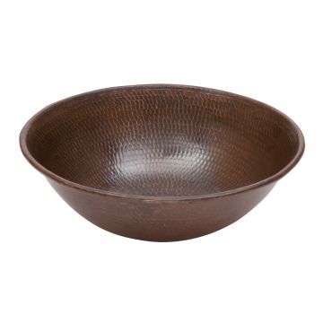 15" Round Wired Rim Oil Rubbed Bronze Hammered Copper Vessel Sink