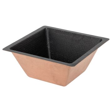 15" Square Glazed Black Hammered Copper Bar & Prep Sink - 2" Drain