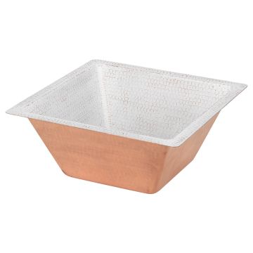15" Square Glazed White Hammered Copper Bar & Prep Sink - 2" Drain