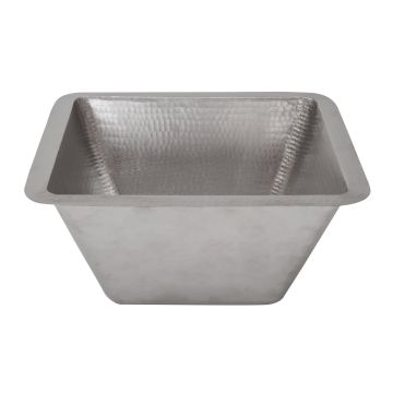 15" Square Nickel Hammered Copper Bar & Prep Sink - 2" Drain