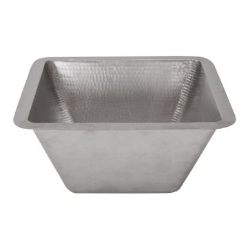 15" Square Nickel Hammered Copper Bar & Prep Sink - 3.5" Drain