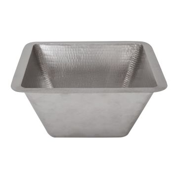 15" Square Nickel Hammered Copper Bathroom Sink