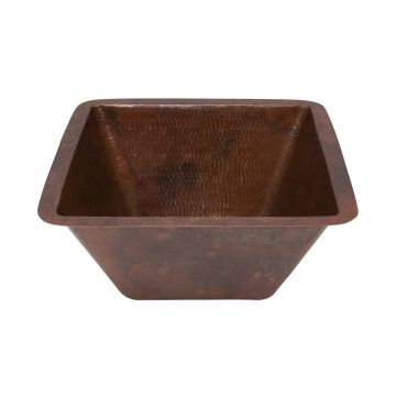 15" Square Oil Rubbed Bronze Hammered Copper Bathroom Sink
