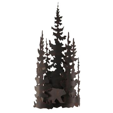 Rustic Forest Bear Wrought Iron Wall Sconce