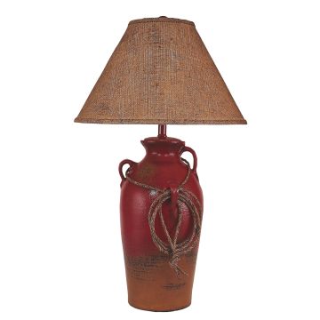 Rustic Western Ropin' Firebrick Table Lamp