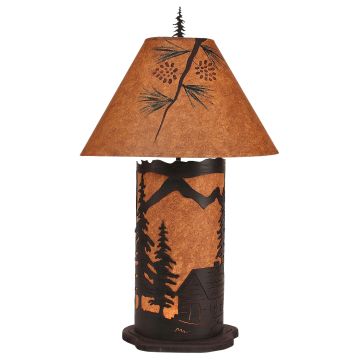 Rustic Kodiak Cabin Night Light Table Lamp - Large