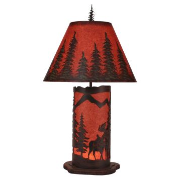 Rustic Burnt Sienna Forest Moose Night Light Table Lamp