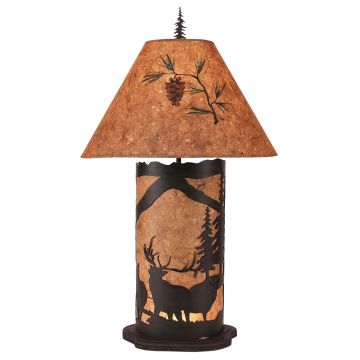 Rustic Kodiak Elk Night Light Table Lamp - Large