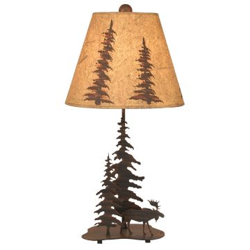 Rustic Moose Metal Art Table Lamp