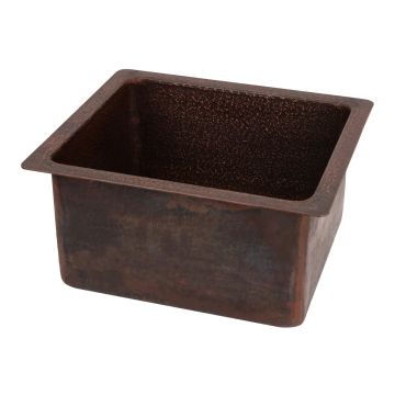 16" Gourmet Rectangular Oil Rubbed Bronze Terra Firma Copper Bar & Prep Sink - 3.5" Drain