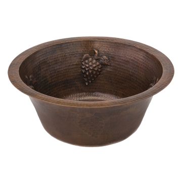 16" Round Grapevine Oil Rubbed Bronze Hammered Copper Bar & Prep Sink - 3.5" Drain