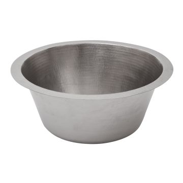 16" Round Nickel Hammered Copper Bar & Prep Sink - 2" Drain