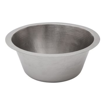 16" Round Nickel Hammered Copper Bar & Prep Sink - 3.5" Drain