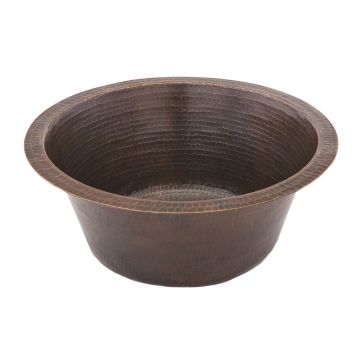 16" Round Oil Rubbed Bronze Hammered Copper Bar & Prep Sink - 2" Drain