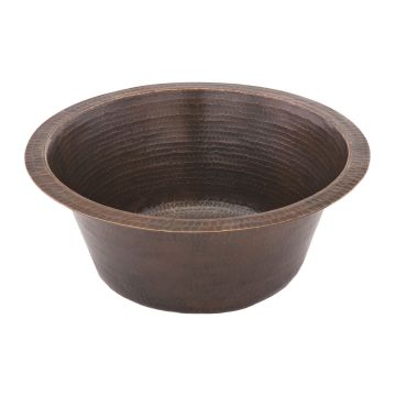 16" Round Oil Rubbed Bronze Hammered Copper Bar & Prep Sink - 3.5" Drain