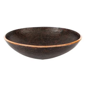 16" Round Old World Oil Rubbed Bronze Hand Forged Copper Vessel Sink