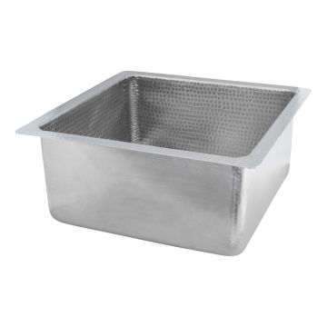 16" Square Nickel Hammered Copper Bar & Prep Sink - 3.5" Drain