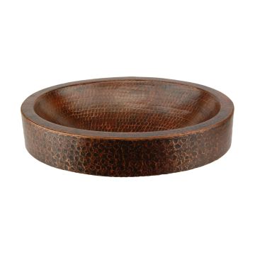 17" Compact Oval Oil Rubbed Bronze Hammered Copper Skirted Vessel Sink