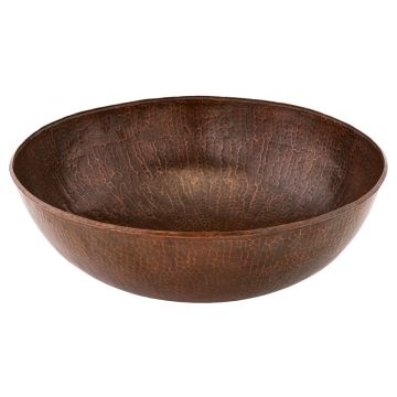 17" Large Round Oil Rubbed Bronze Hammered Copper Vessel Sink