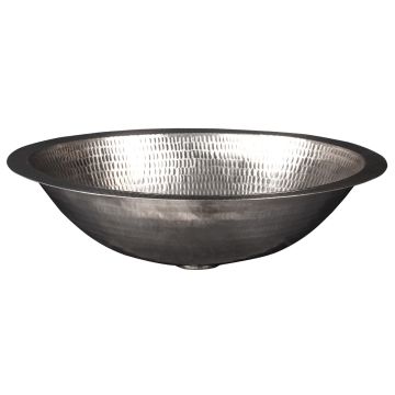 17" Oval Nickel Hammered Copper Bathroom Sink