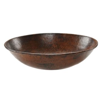 17" Oval Wired Rim Oil Rubbed Bronze Hammered Copper Vessel Sink