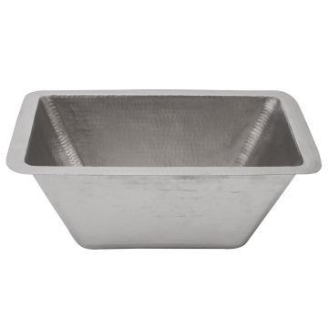 17" Rectangular Nickel Hammered Copper Bar & Prep Sink - 2" Drain